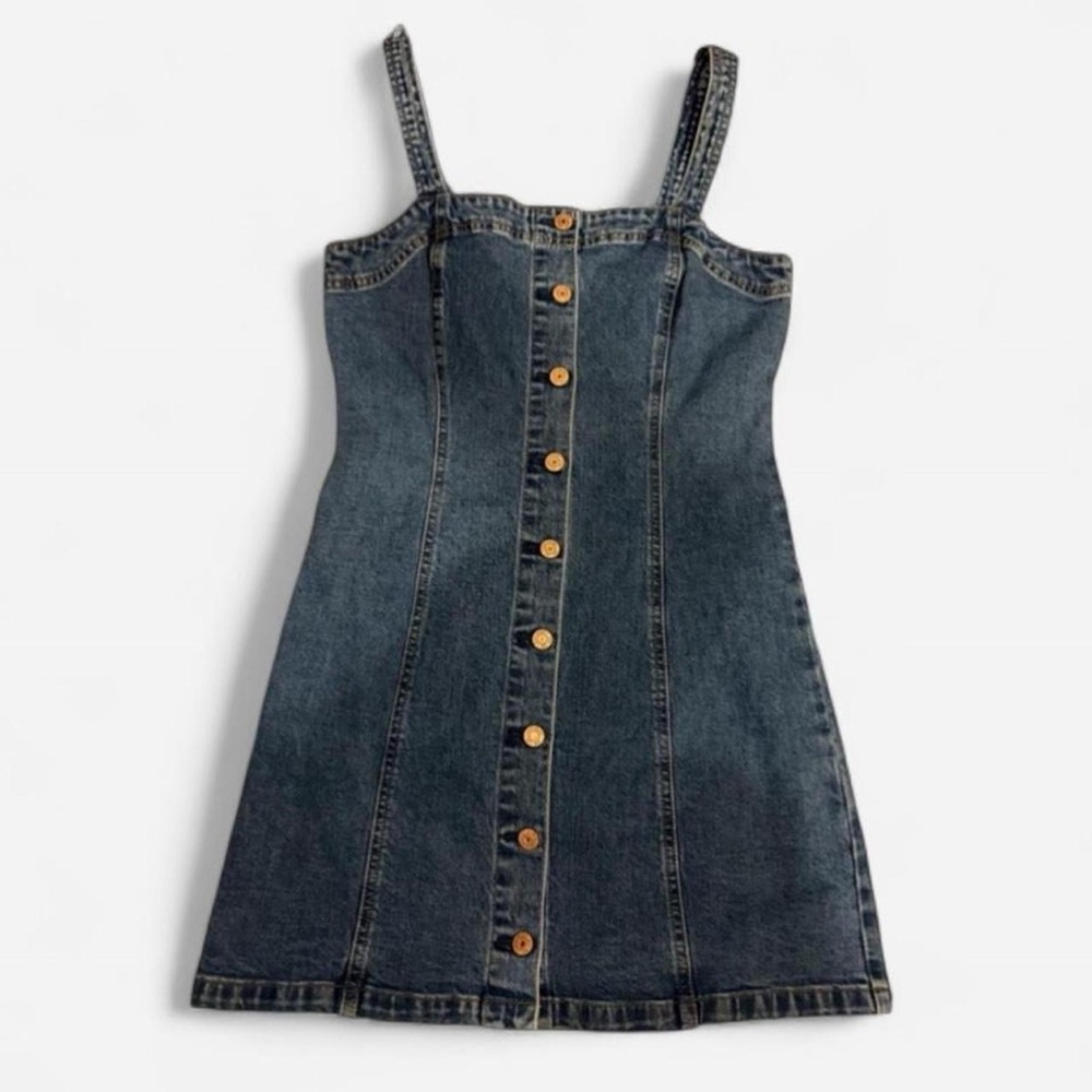 GAP Women's Blue Denim Button-Front Dress